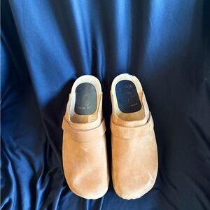 Tan Suede Slip-On Clogs